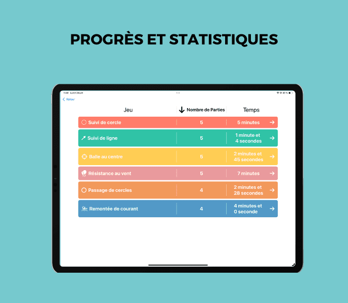 Image d'une application de stimulation cognitive pour améliorer la mémoire, l'attention et les fonctions exécutives chez les seniors et les enfants