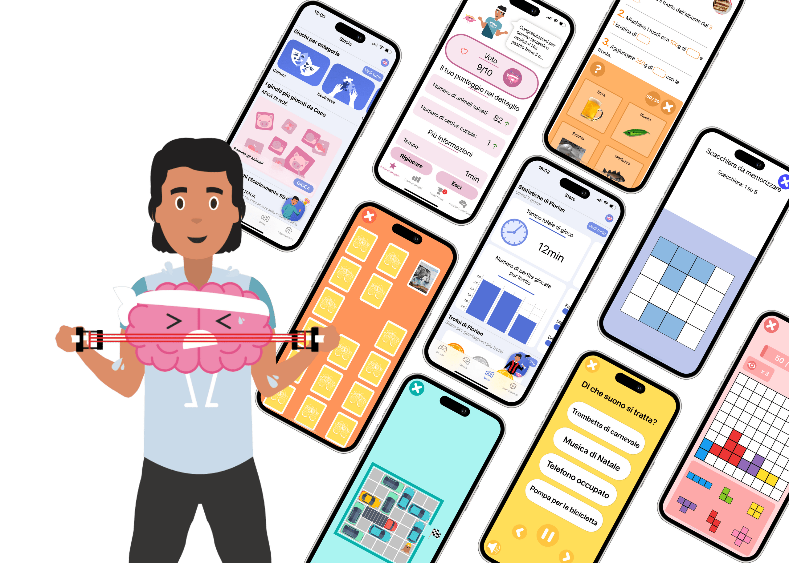 App ROBERTO — schermate dei giochi