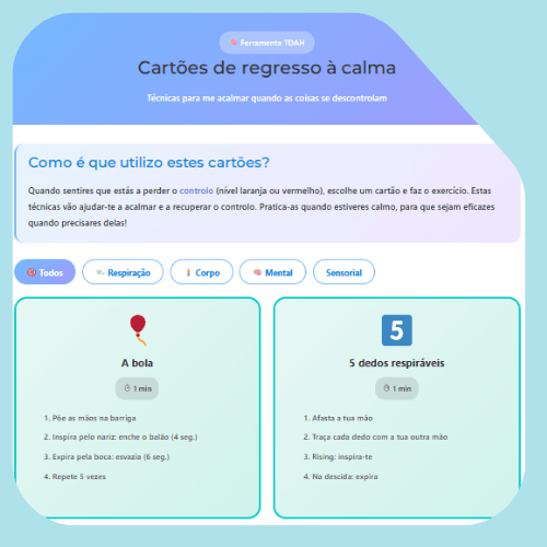 Cartões para te acalmares Cartões para te acalmares