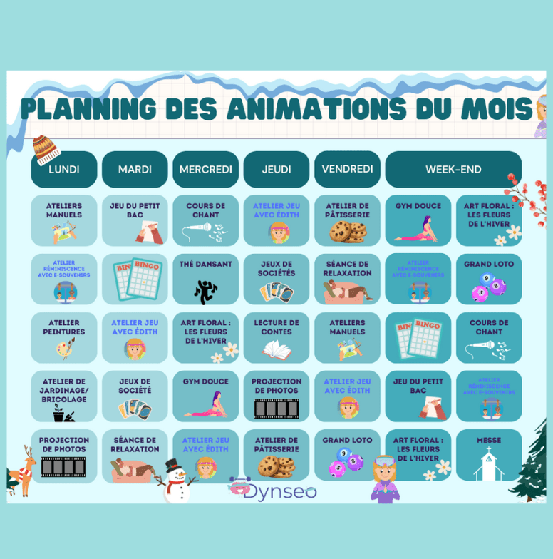 Planning activités EHPAD DYNSEO modèles