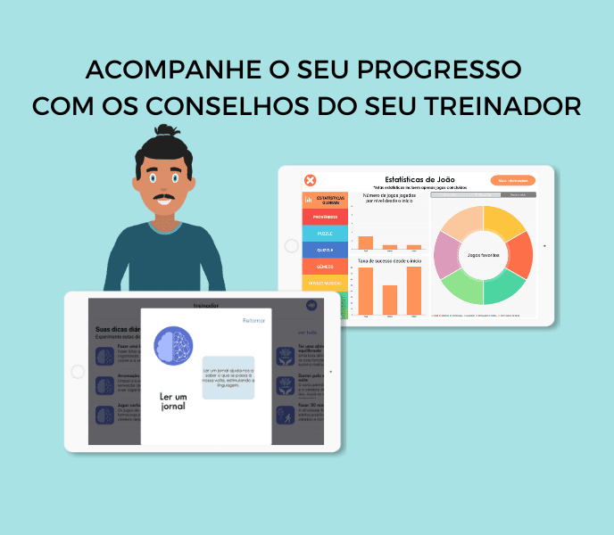 Idosos sorrindo e fazendo exercícios de estimulação cognitiva para melhorar a memória