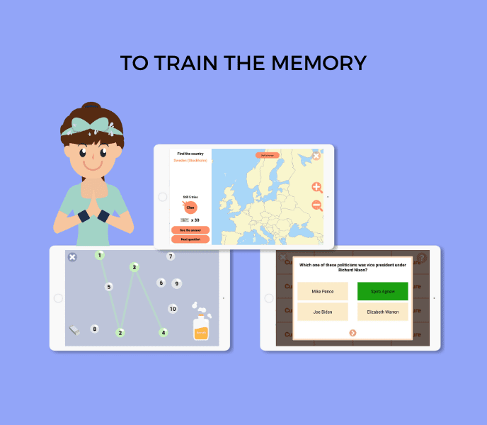 Immagine di bambini che giocano a stimolanti giochi di concentrazione sull'applicazione DYNSEO per tablet