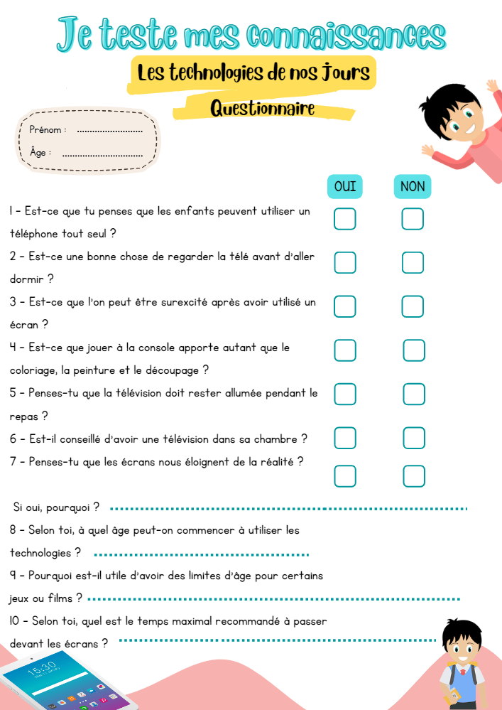 Questionario sulle conoscenze - inizio - bambini