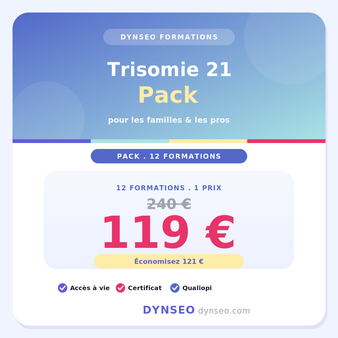 Pack Trisomie 21 DYNSEO comprenant 12 formations en ligne